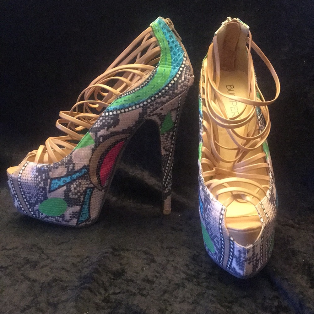 Playful strapy platform heels